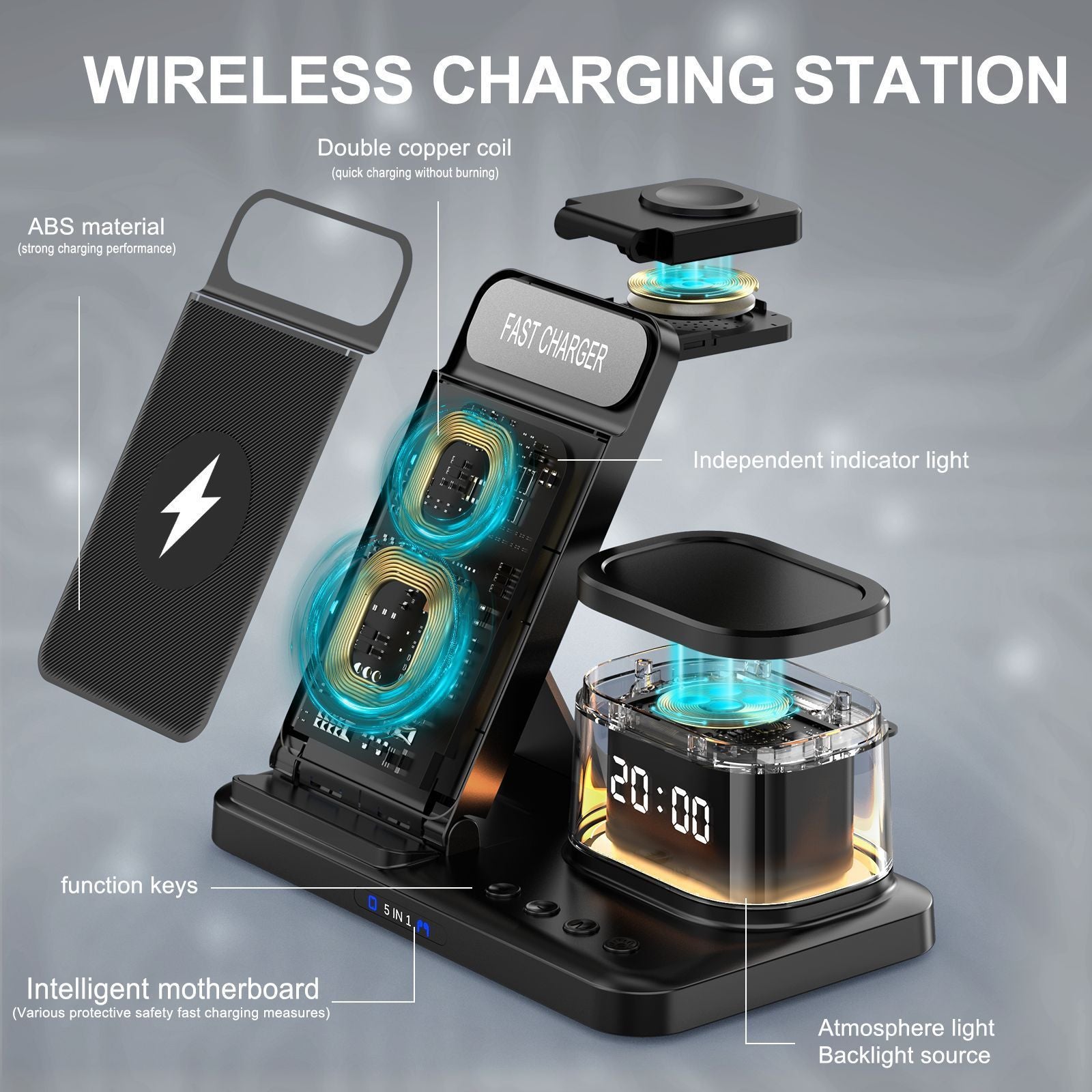 Creative Wireless Charging Three-in-one Folding Bracket - Bellarte Enchanté Creative Wireless Charging Three-in-one Folding Bracket
